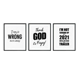Funny Home Prints Wall Art UNFRAMED Print (3 Pack)
