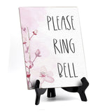Please Ring Bell Table Sign with Easel, Floral Vine Design (6 x 8")