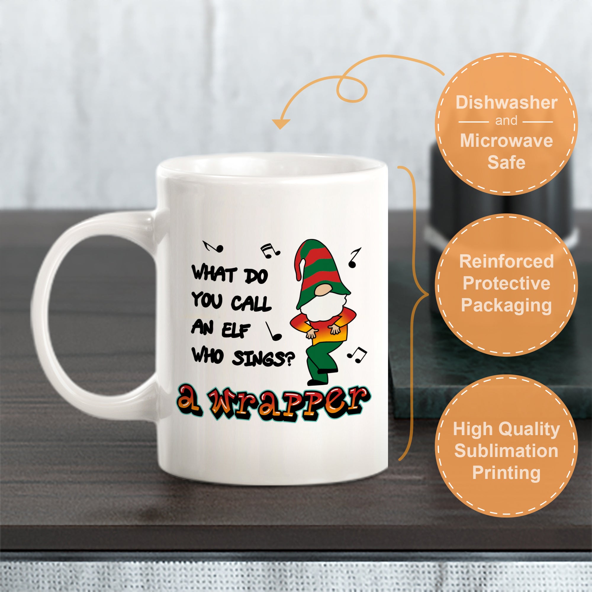 What Do You Call An Elf Who Sings? A Wrapper Christmas Coffee Mug