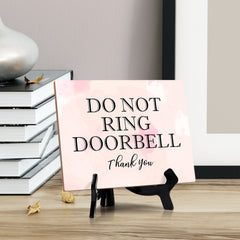 Do Not Ring Doorbell Thank You Table or Counter Sign with Easel Stand, 6" x 8"