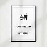 Complimentary Beverages UNFRAMED Print Home Décor, Coffee Wall Art