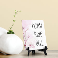 Please Ring Bell Table Sign with Easel, Floral Vine Design (6 x 8")