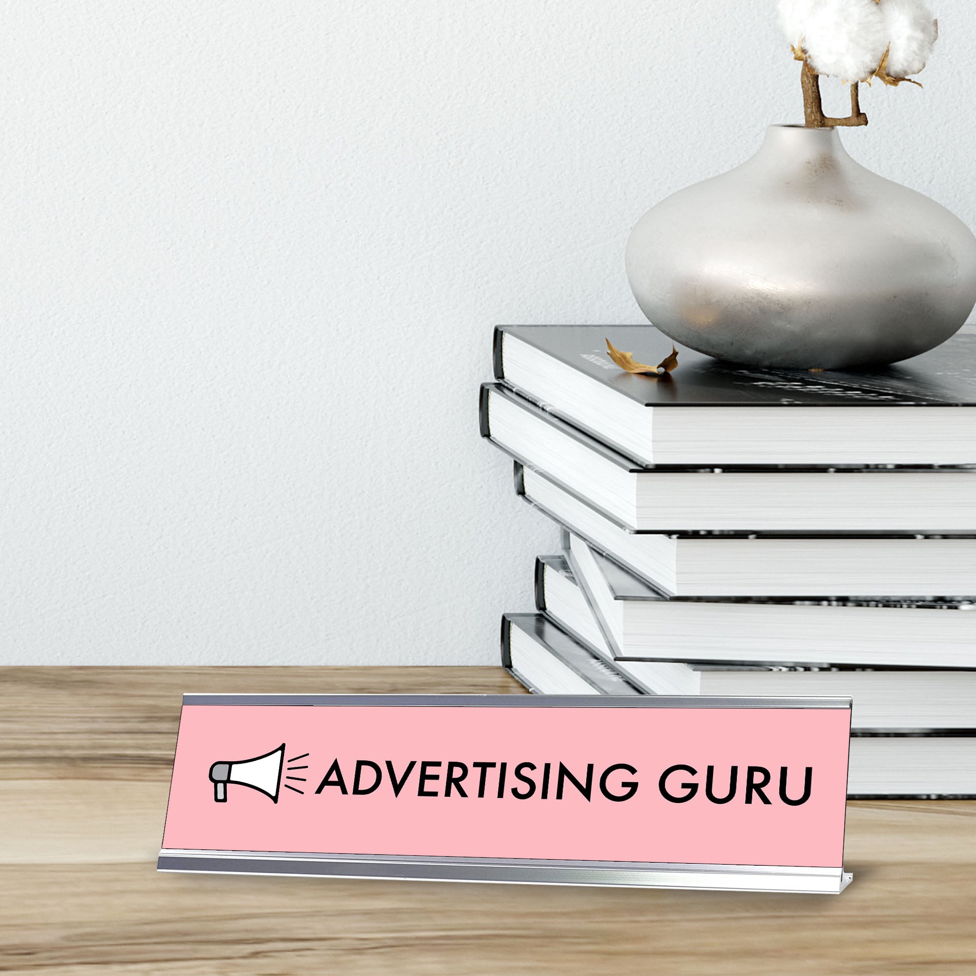 Advertising Guru, Silver Frame, Desk Sign (2 X 8¨)