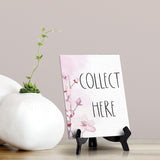 Collect Here Table Sign with Easel, Floral Vine Design (6 x 8")