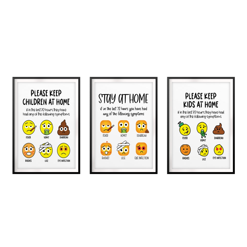 Please Keep Kids At Home Emoji Wall Art UNFRAMED Print (3 Pack)