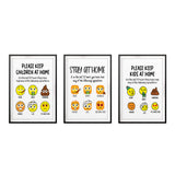 Please Keep Kids At Home Emoji Wall Art UNFRAMED Print (3 Pack)