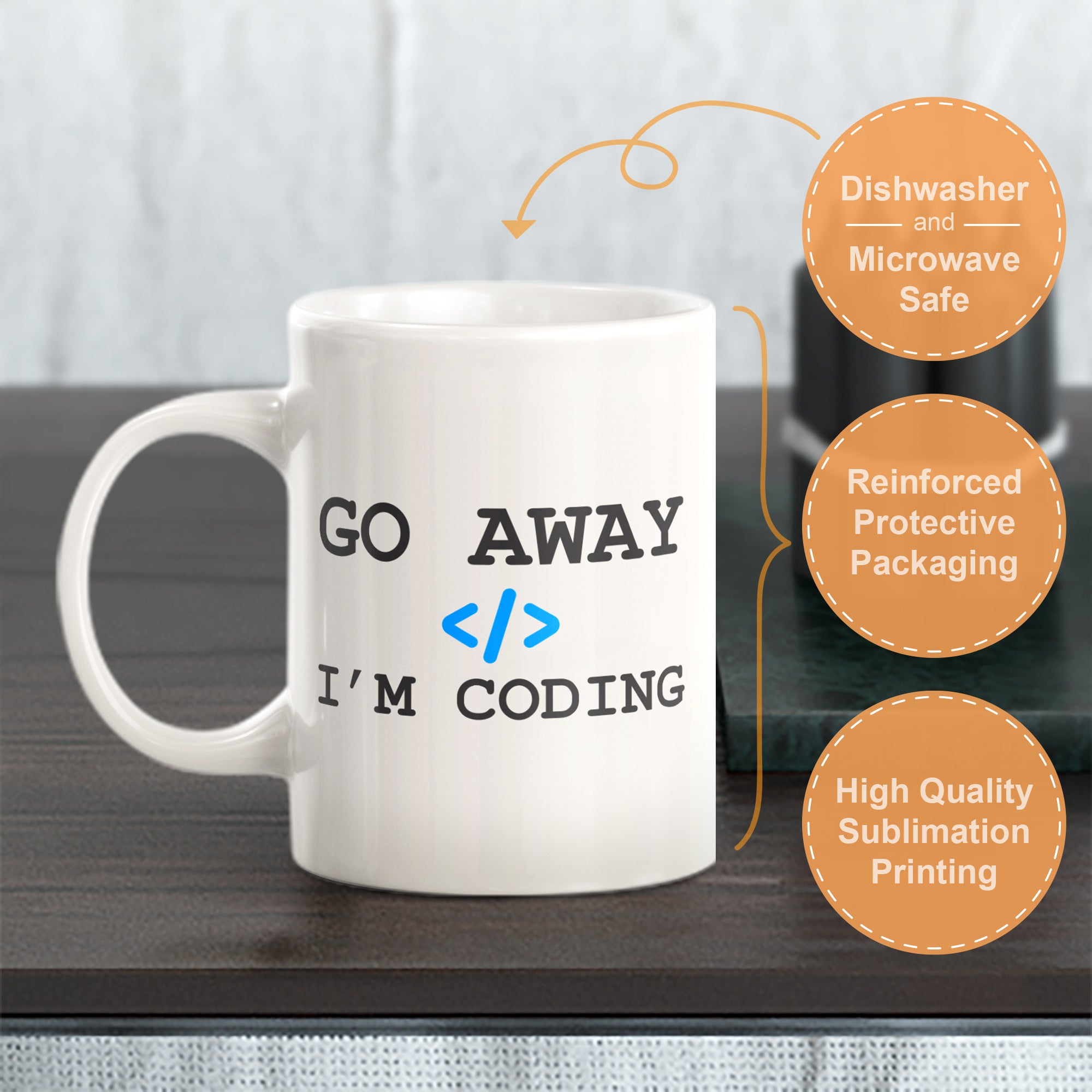 Go Away I'm Coding Coffee Mug