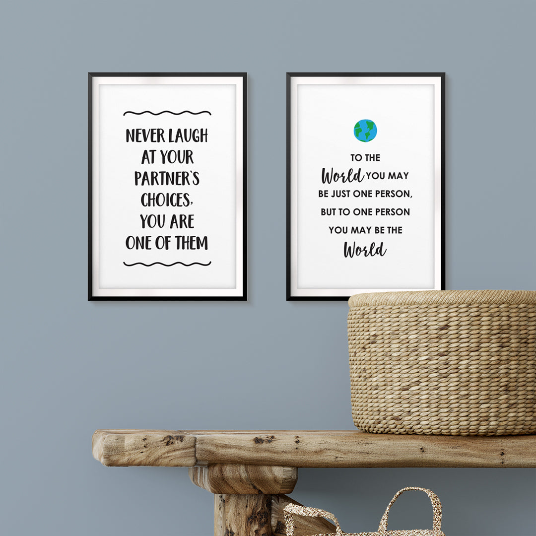 Cute Couples Quotes Wall Art UNFRAMED Print (2 Pack)