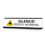 Silence People Working, Black Frame Desk Sign (2x8¨)