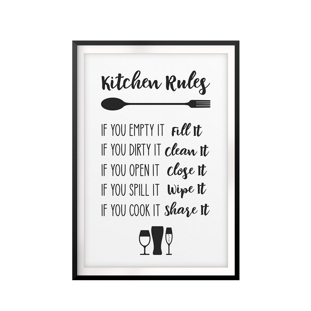 Kitchen Rules UNFRAMED Print Kitchen Decor Wall Art
