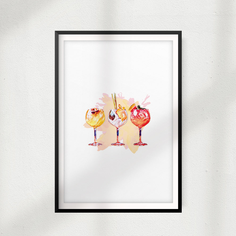 Watercolor Cocktails UNFRAMED Print Drinking Wall Art