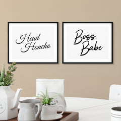 His & Her Boss Wall Art UNFRAMED Print (2 Pack)