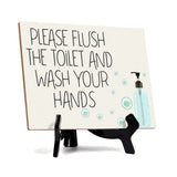 Signs ByLITA Please Flush The Toilet And Wash Your Hands, Hygiene Sign, 6" x 8"