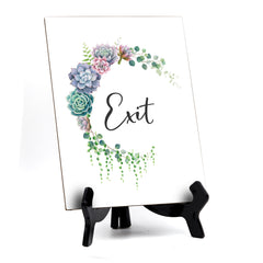 Exit Table Sign with Easel, Floral Crescent Design (6 x 8")