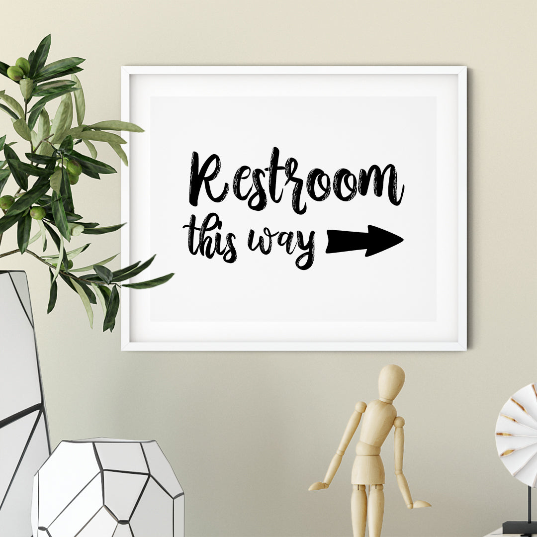 Restrooms This Way (Right Arrow) UNFRAMED Print Business & Events Decor Wall Art