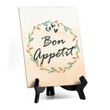 Bon App?tit Table or Counter Sign with Easel Stand, 6" x 8"