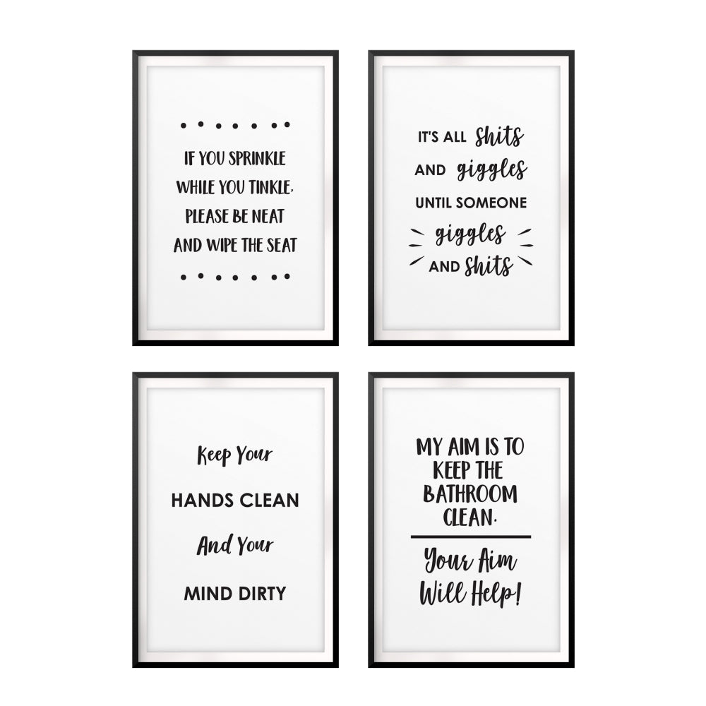 Toilet Humour Wall Art UNFRAMED Print (4 Pack)