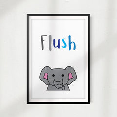 Flush Reminder Cute UNFRAMED Print Kids Bathroom Wall Art