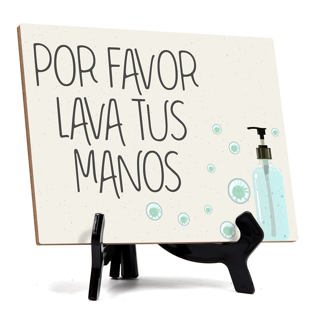 Signs ByLITA Por Favor Lava Tus Manos, Hygiene Sign, 6" x 8"