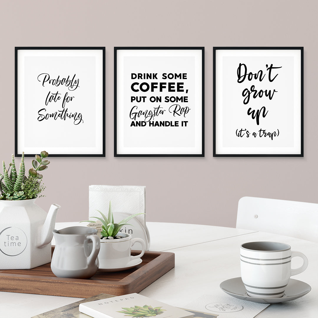 Cute Fun Home Decor Wall Art UNFRAMED Print (3 Pack)