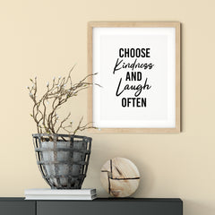 Choose Kindness And Laugh Often UNFRAMED Print Cute Typography Wall Art