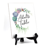 Adults Table Sign with Easel, Floral Crescent Design (6" x 8")