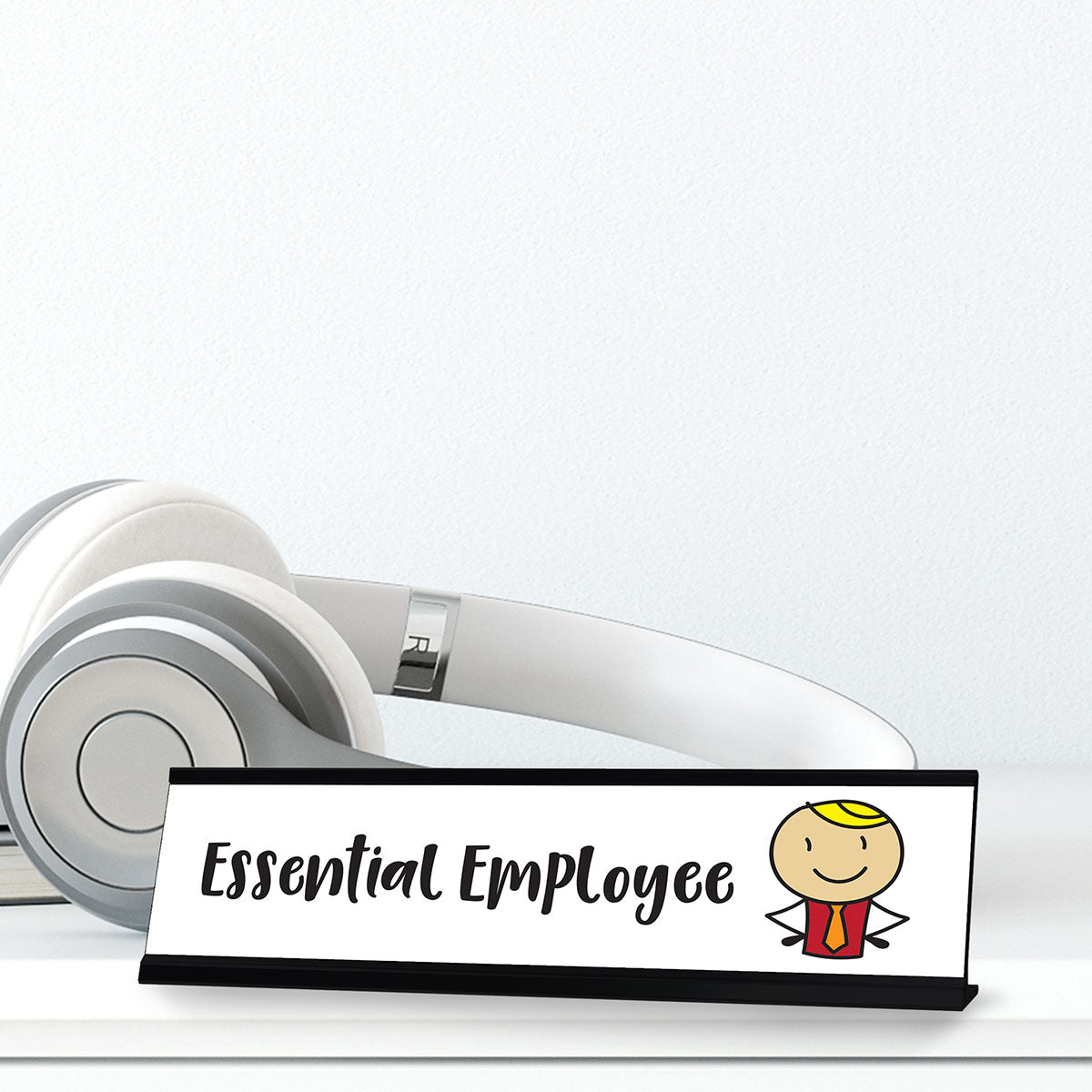 Essential Employee Stick People Desk Sign, Novelty Nameplate (2 x 8")