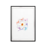 White Lotus Flower UNFRAMED Print Water Color Wall Art