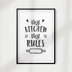 My Kitchen My Rules UNFRAMED Print Home Décor, Kitchen Quote Wall Art