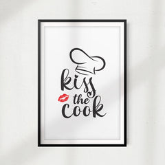 Kiss The Cook UNFRAMED Print Kitchen Home Décor, Quote Wall Art
