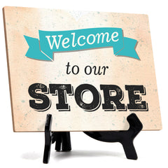 Signs ByLita Welcome to our Store, Table Sign With Acrylic Stand (8 x 6")