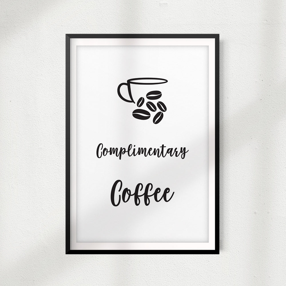 Complimentary Coffee UNFRAMED Print Home Décor, Coffee Wall Art