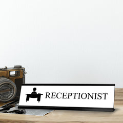 Receptionist, Black Frame, Desk Sign (2x8”)