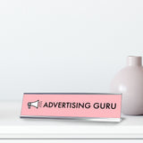 Advertising Guru, Silver Frame, Desk Sign (2 X 8¨)
