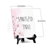 Sanitized Table Table Sign with Easel, Floral Vine Design (6 x 8")