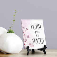 Please Be Seated Table Sign with Easel, Floral Vine Design (6 x 8")