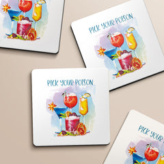 Pick Your Poison Tropical Designs ByLITA Funny Coasters