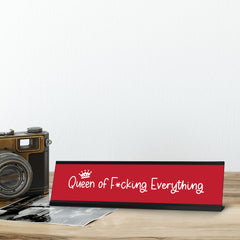 Queen of F*cking Everything, Red Desk Sign (2 x 8")