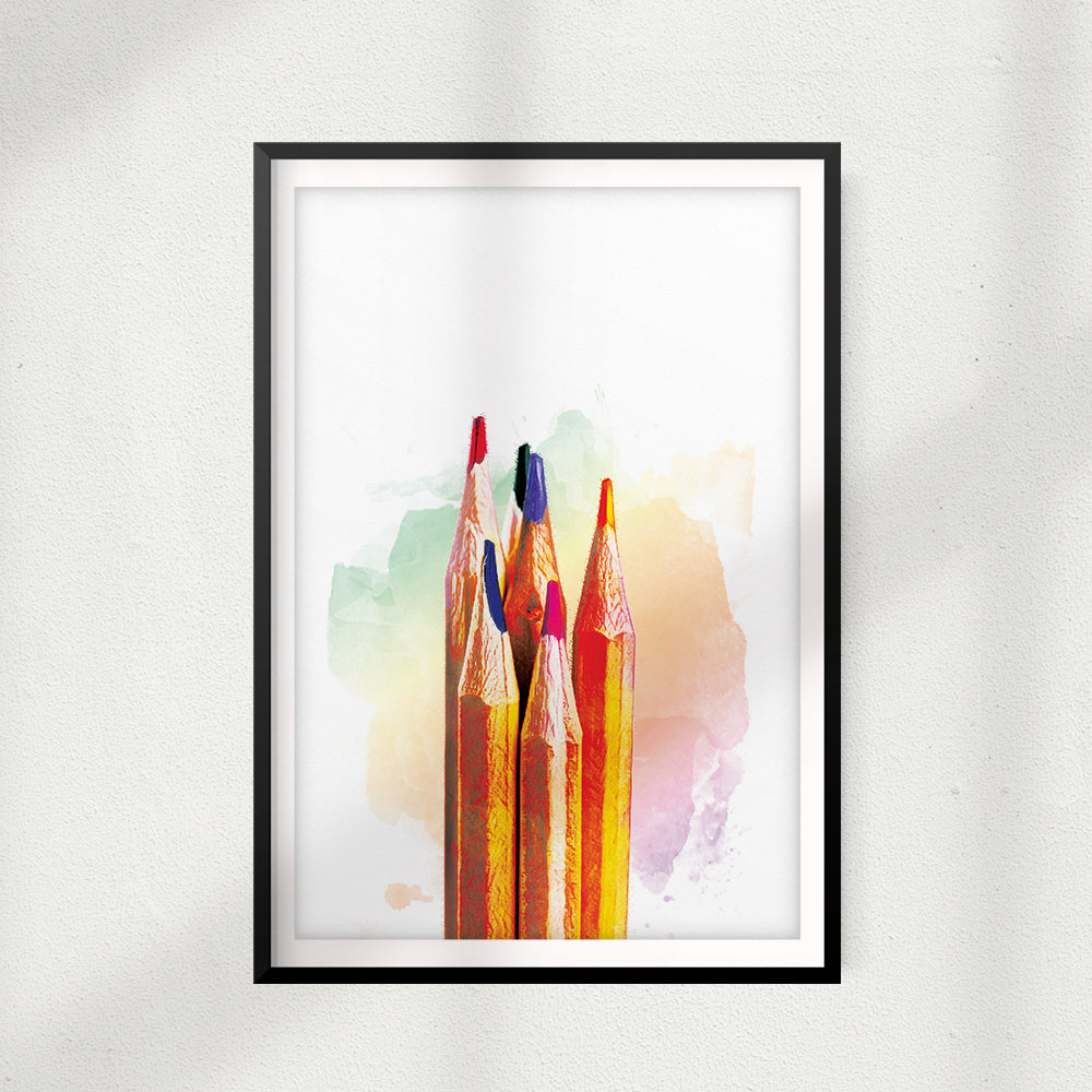 Colored Pencils Watercolor UNFRAMED Print Water Color Wall Art