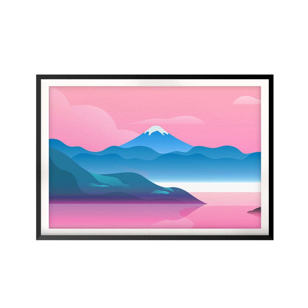 Pink Sky Mountains UNFRAMED Print Scenary Wall Art