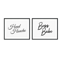 His & Her Boss Wall Art UNFRAMED Print (2 Pack)