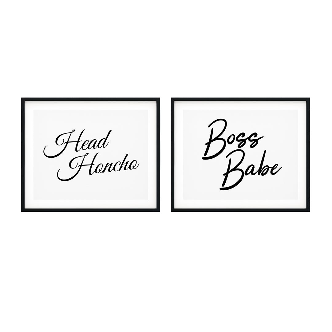 His & Her Boss Wall Art UNFRAMED Print (2 Pack)