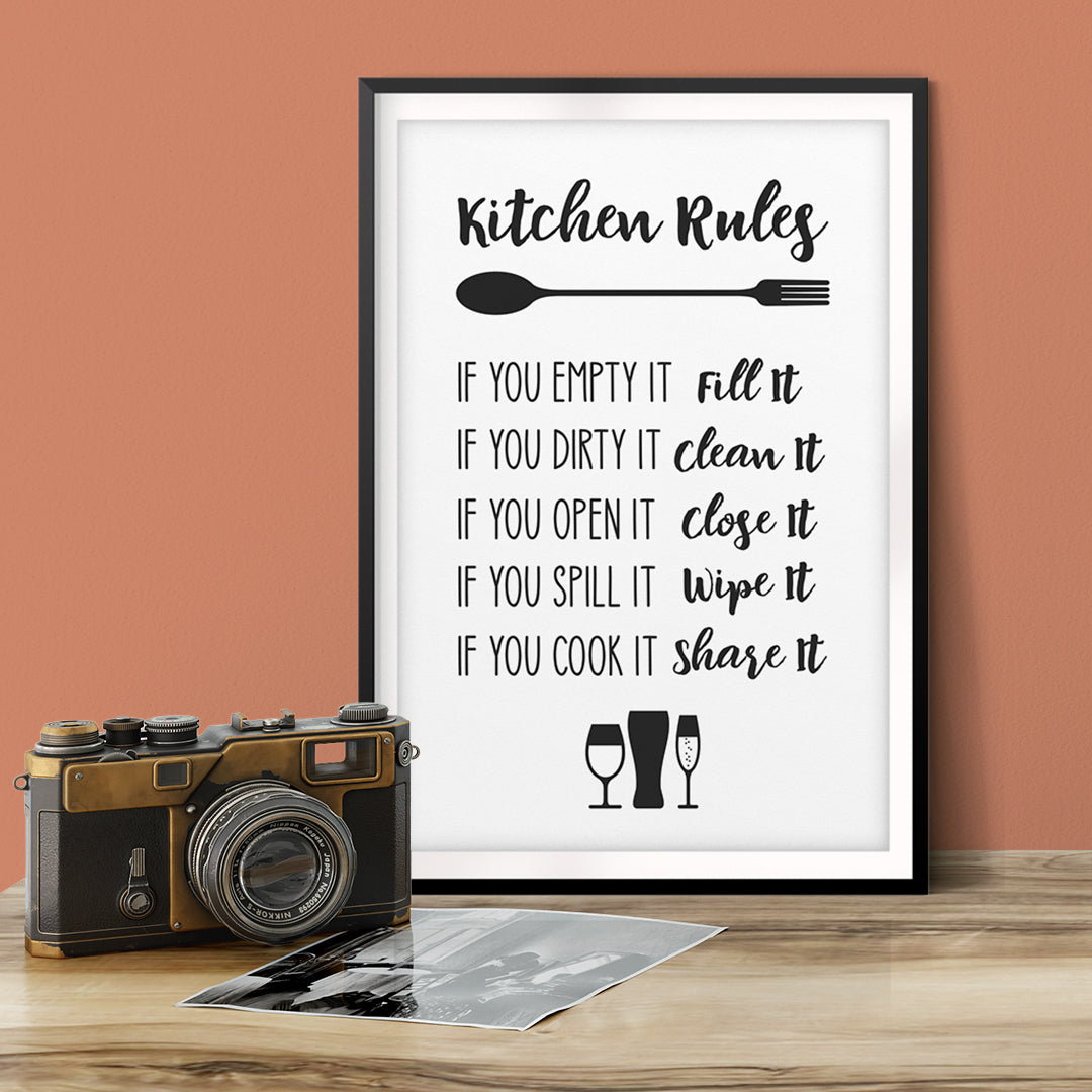 Kitchen Rules UNFRAMED Print Kitchen Decor Wall Art