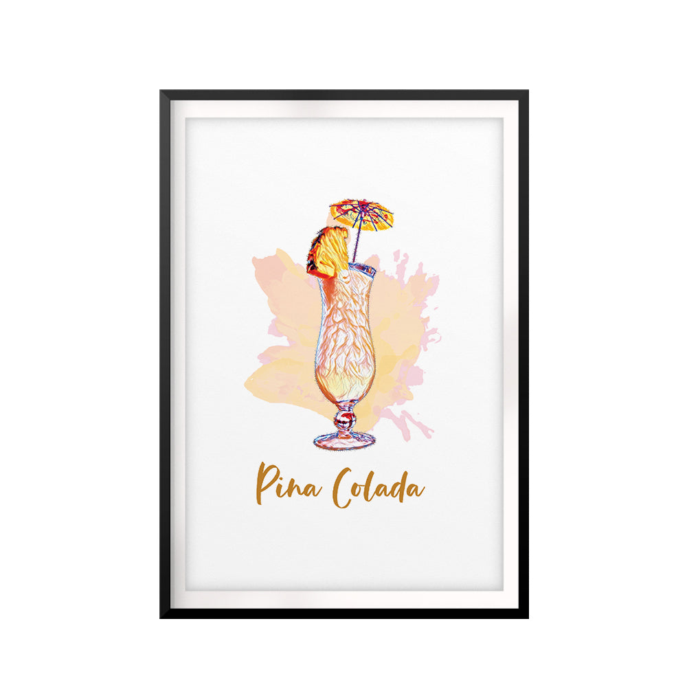 Pina Colada Watercolor UNFRAMED Print Drinking Wall Art