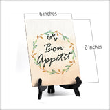 Bon App?tit Table or Counter Sign with Easel Stand, 6" x 8"