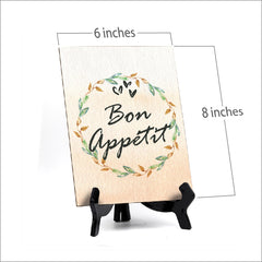 Bon App?tit Table or Counter Sign with Easel Stand, 6" x 8"