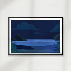 Lake At Night Landscape UNFRAMED Print Scenary Wall Art