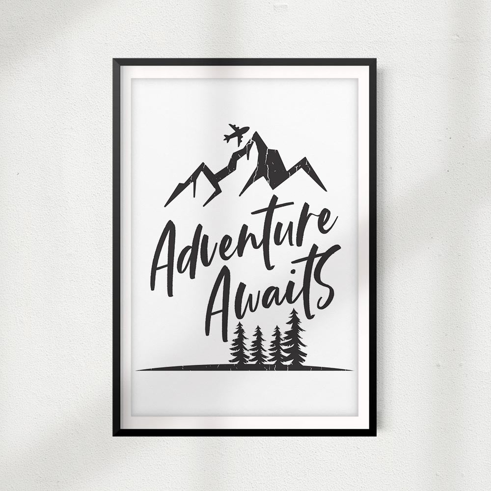 Adventure Awaits UNFRAMED Print Home Décor, Quote Wall Art
