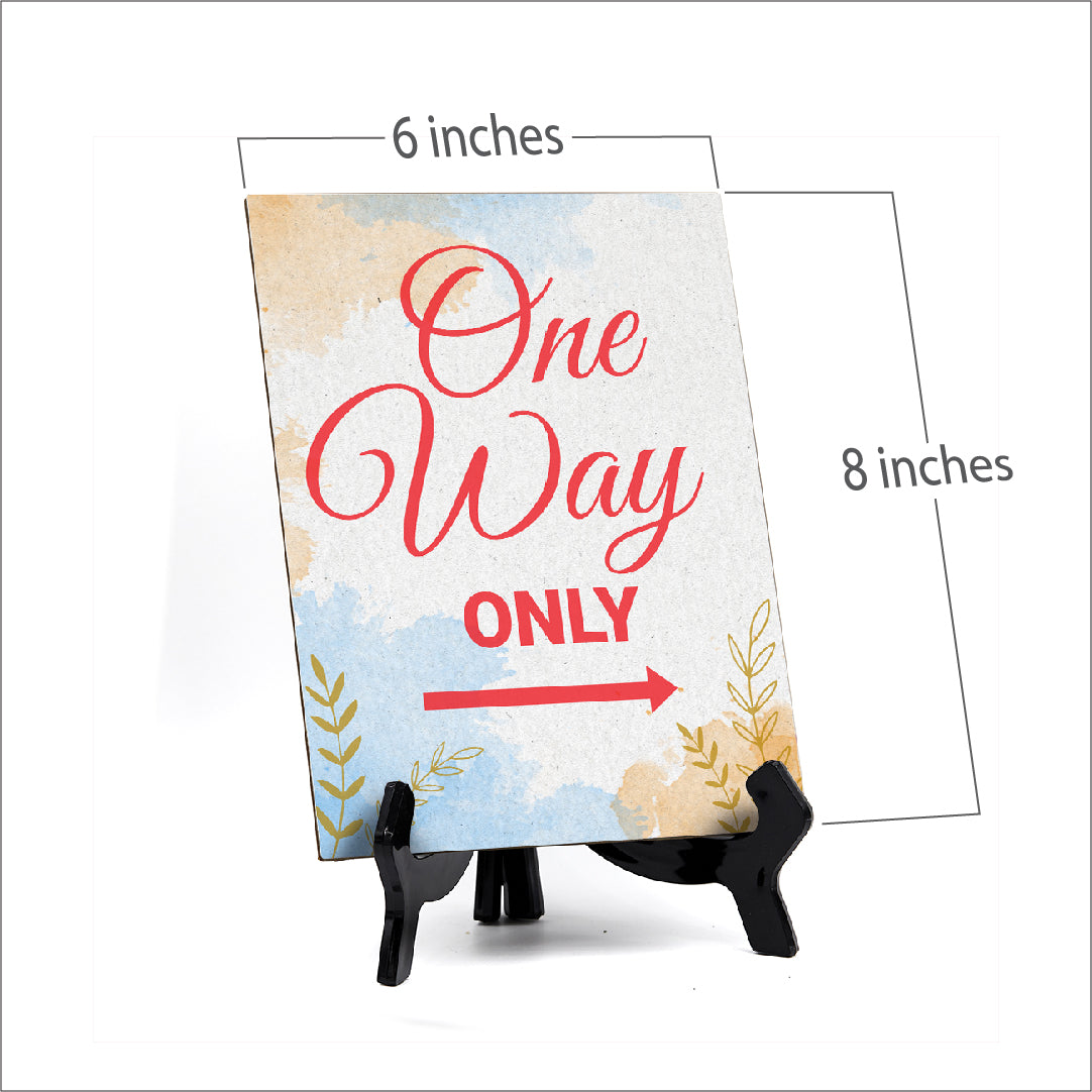Signs ByLita One way only, Blue Watercolor Table Sign (6 x 8")