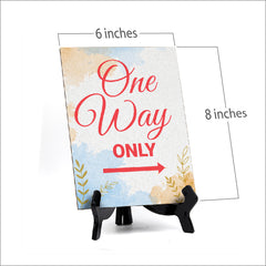 Signs ByLita One way only, Blue Watercolor Table Sign (6 x 8")